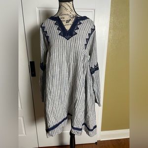 Roller Rabbit Embroidered Cotton Tunic Dress with Pockets